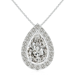 11x7mm KI3 Pear Diamond Solitaire Floating Halo Pendant in P950 Platinum