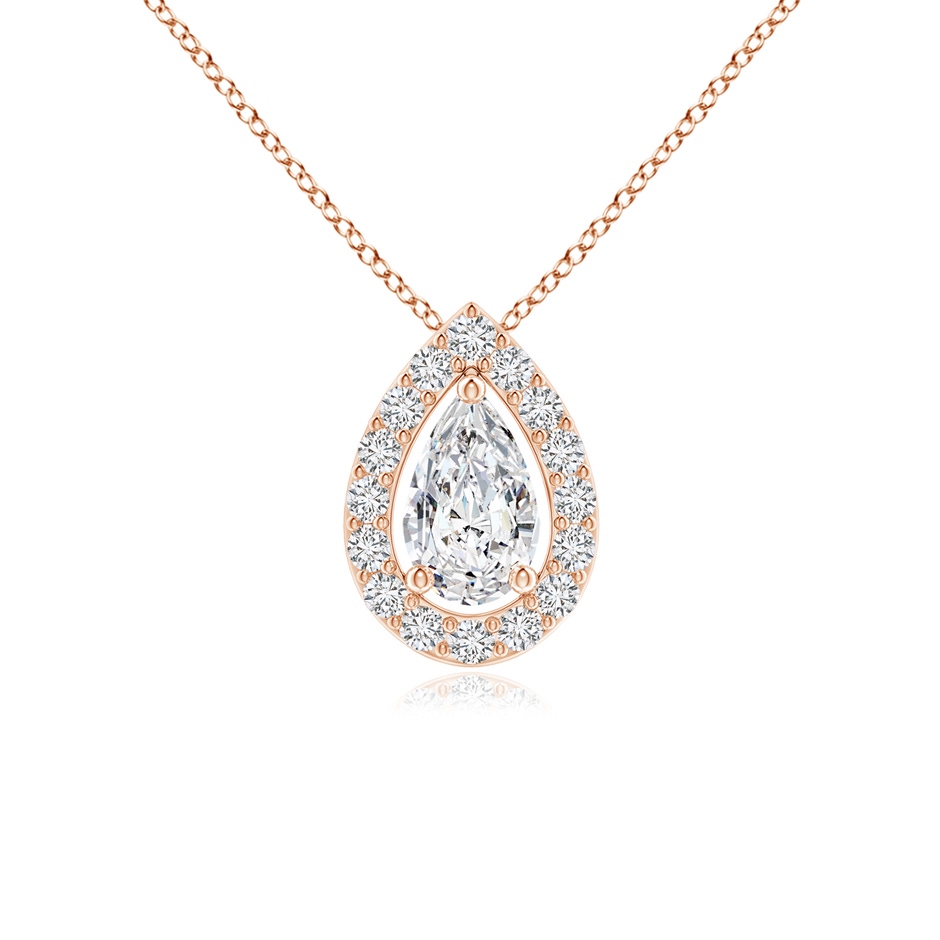 4x2.5mm HSI2 Pear Diamond Solitaire Floating Halo Pendant in Rose Gold 