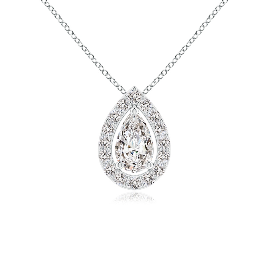 4x2.5mm IJI1I2 Pear Diamond Solitaire Floating Halo Pendant in White Gold 
