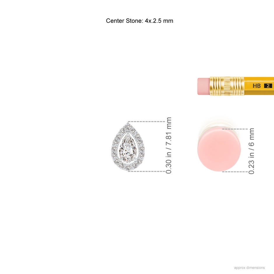 4x2.5mm IJI1I2 Pear Diamond Solitaire Floating Halo Pendant in White Gold ruler