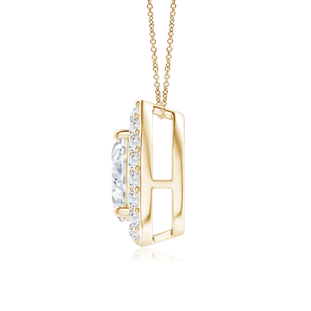 5x3mm GVS2 Pear Diamond Solitaire Floating Halo Pendant in Yellow Gold - side 199