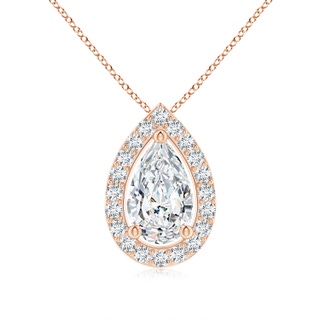 9x5.5mm GVS2 Pear Diamond Solitaire Floating Halo Pendant in Rose Gold