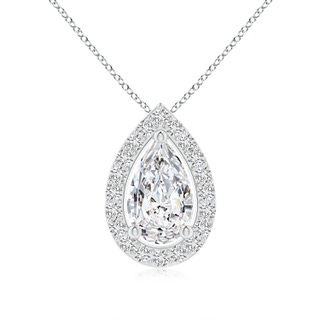9x5.5mm HSI2 Pear Diamond Solitaire Floating Halo Pendant in White Gold