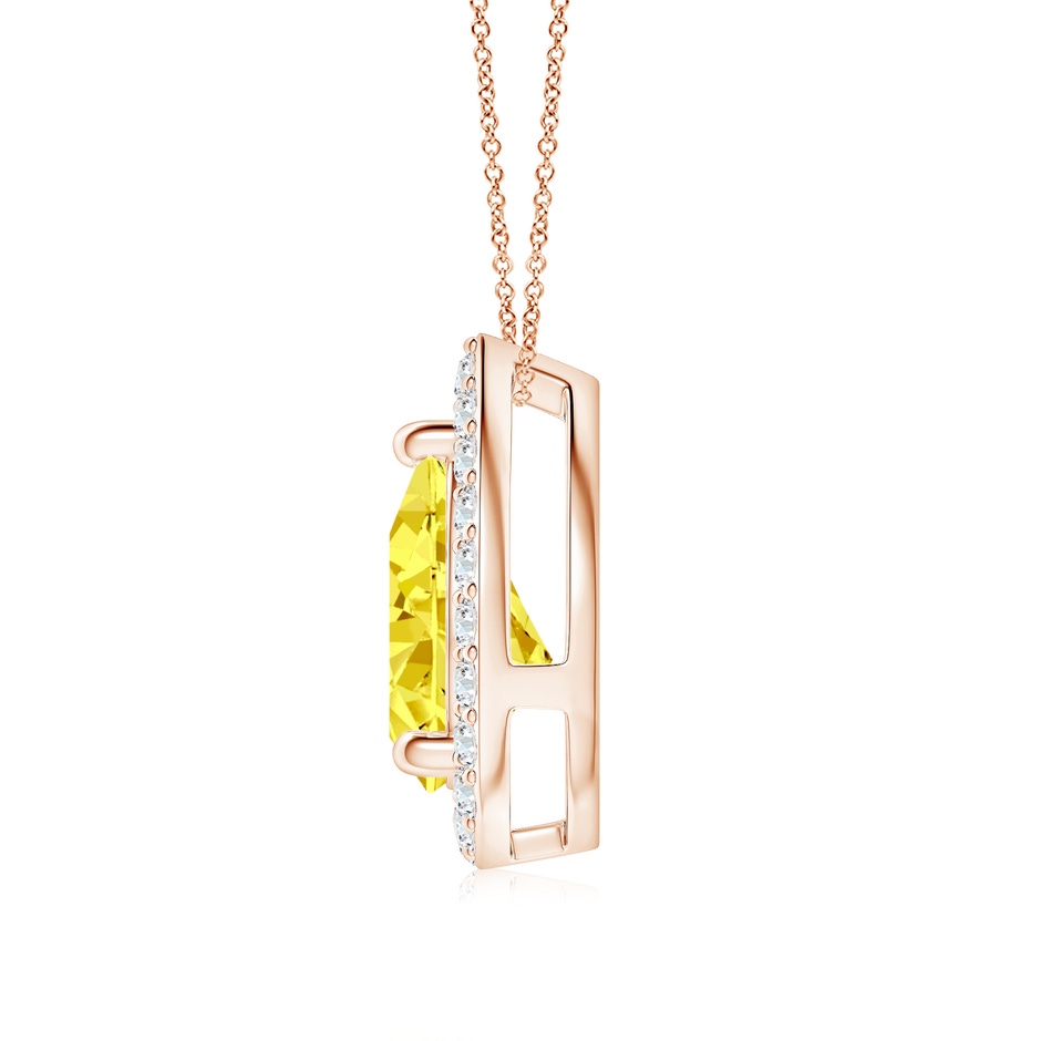 9x5.5mm AAAA Pear Fancy Intense Yellow Diamond Solitaire Floating Halo Pendant in Rose Gold side 199