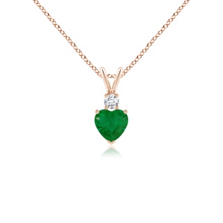 5mm A Heart-Shaped Emerald Rabbit Ear Bale Pendant in 9K Rose Gold