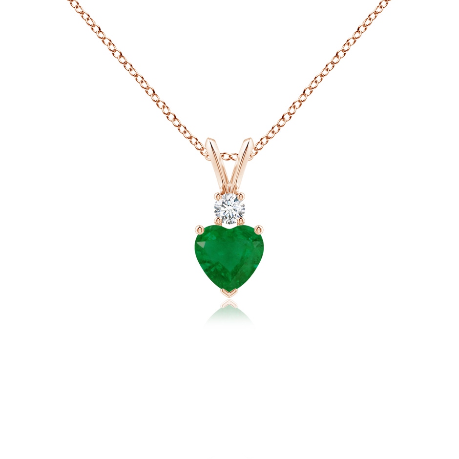 5mm A Heart-Shaped Emerald Rabbit Ear Bale Pendant in 9K Rose Gold 