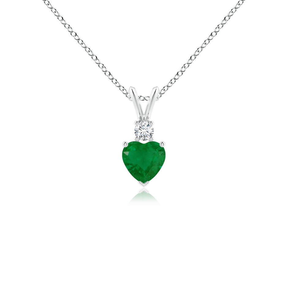 5mm A Heart-Shaped Emerald Rabbit Ear Bale Pendant in White Gold 