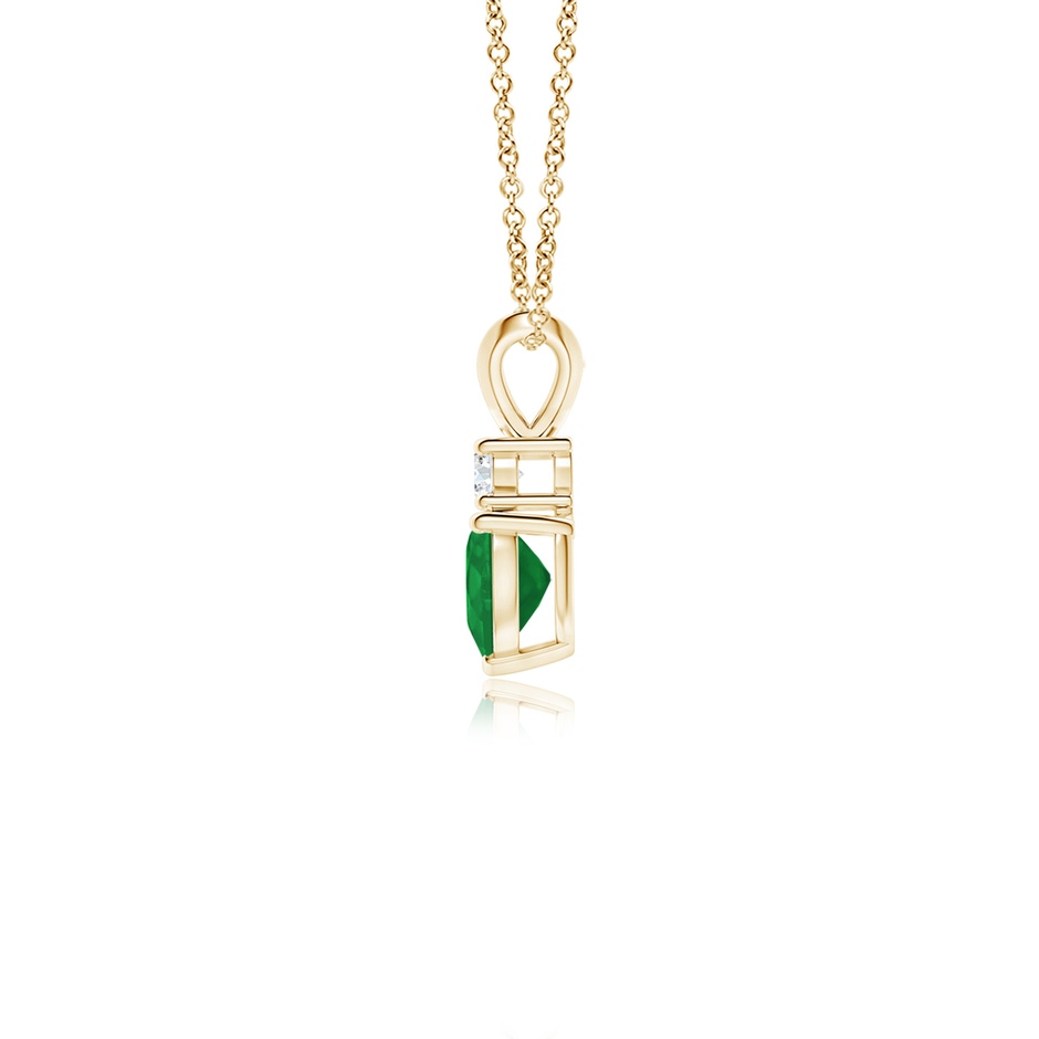 5mm A Heart-Shaped Emerald Rabbit Ear Bale Pendant in Yellow Gold side-1