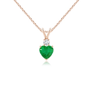 5mm AA Heart-Shaped Emerald Rabbit Ear Bale Pendant in 9K Rose Gold
