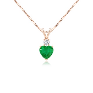 5mm AA Heart-Shaped Emerald Rabbit Ear Bale Pendant in 9K Rose Gold