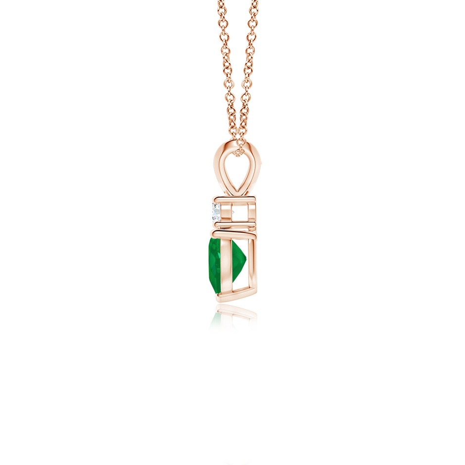 5mm AA Heart-Shaped Emerald Rabbit Ear Bale Pendant in Rose Gold side-1