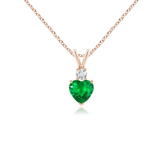 5mm AAA Heart-Shaped Emerald Rabbit Ear Bale Pendant in 10K Rose Gold