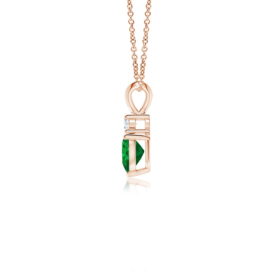 5mm AAA Heart-Shaped Emerald Rabbit Ear Bale Pendant in Rose Gold side-1