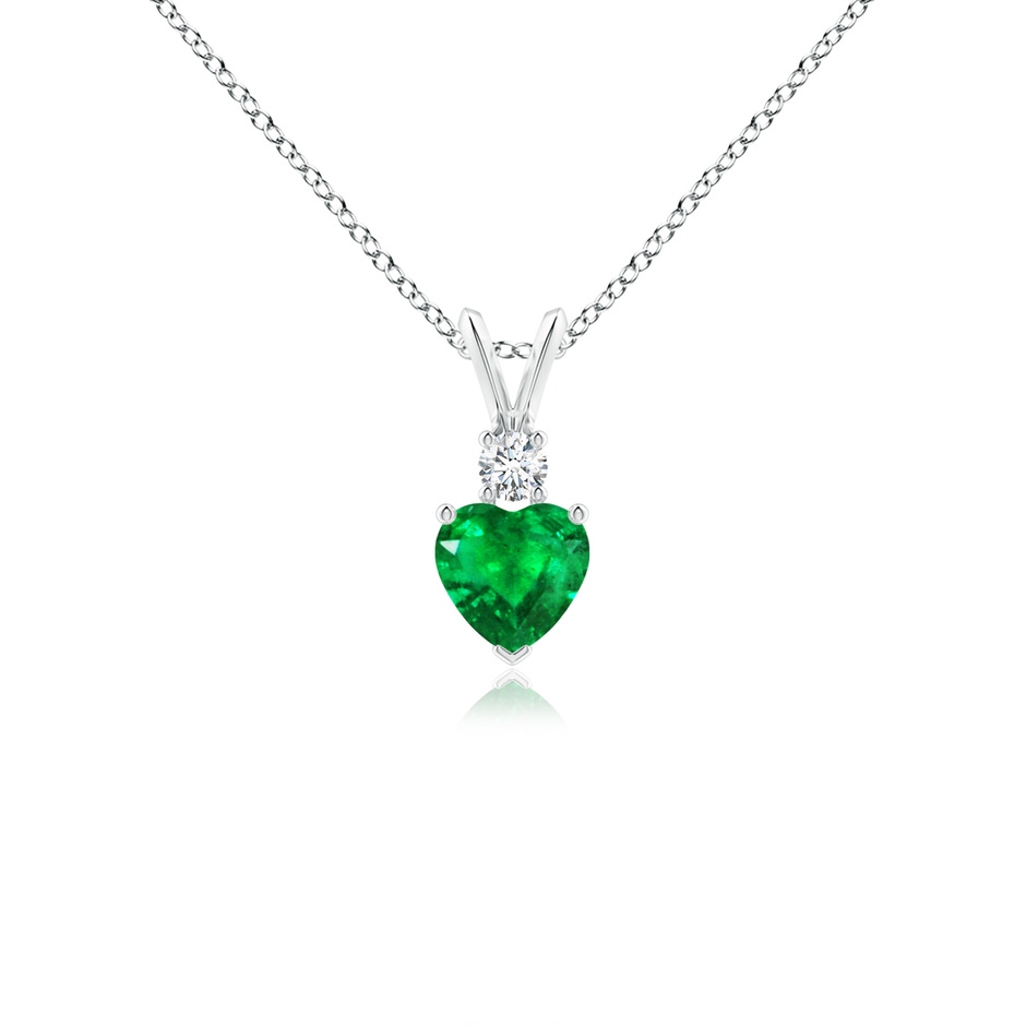 5mm AAA Heart-Shaped Emerald Rabbit Ear Bale Pendant in White Gold 