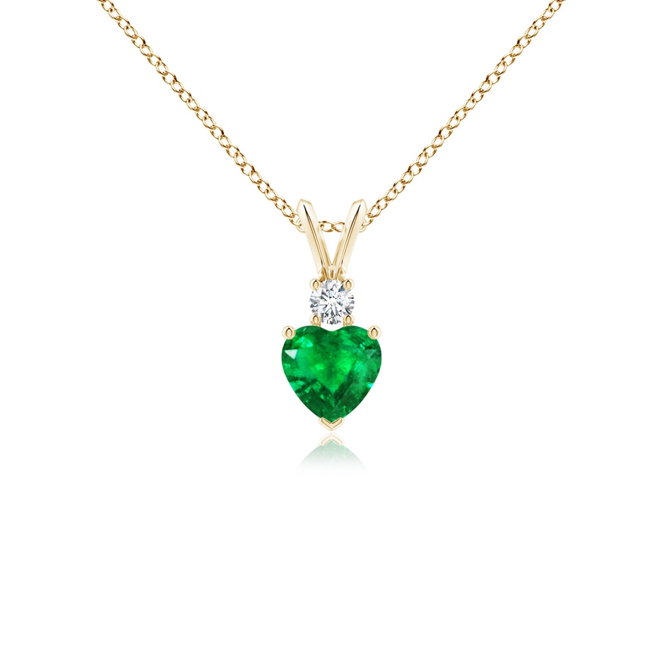 5mm AAA Heart-Shaped Emerald Rabbit Ear Bale Pendant in Yellow Gold 