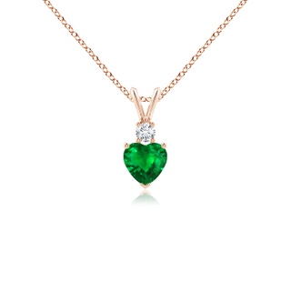 5mm AAAA Heart-Shaped Emerald Rabbit Ear Bale Pendant in 10K Rose Gold