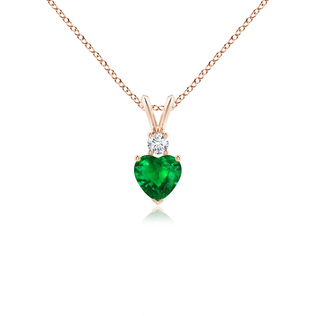 5mm AAAA Heart-Shaped Emerald Rabbit Ear Bale Pendant in Rose Gold