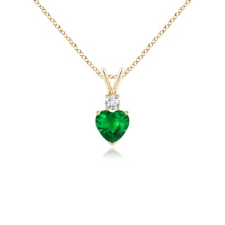 5mm AAAA Heart-Shaped Emerald Rabbit Ear Bale Pendant in Yellow Gold