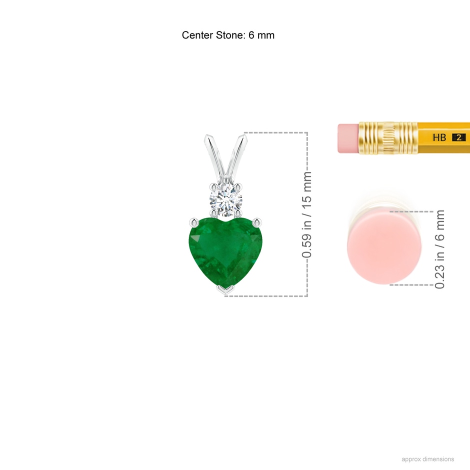 6mm A Heart-Shaped Emerald Rabbit Ear Bale Pendant in P950 Platinum ruler