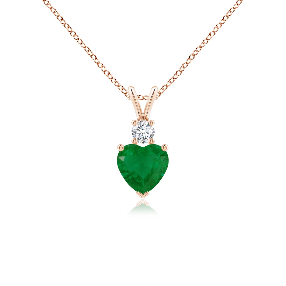 6mm A Heart-Shaped Emerald Rabbit Ear Bale Pendant in Rose Gold 