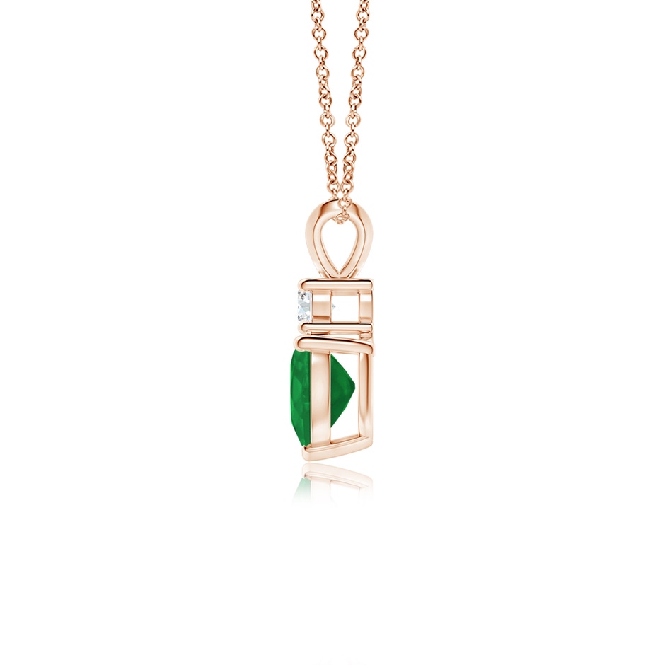 6mm A Heart-Shaped Emerald Rabbit Ear Bale Pendant in Rose Gold side-1