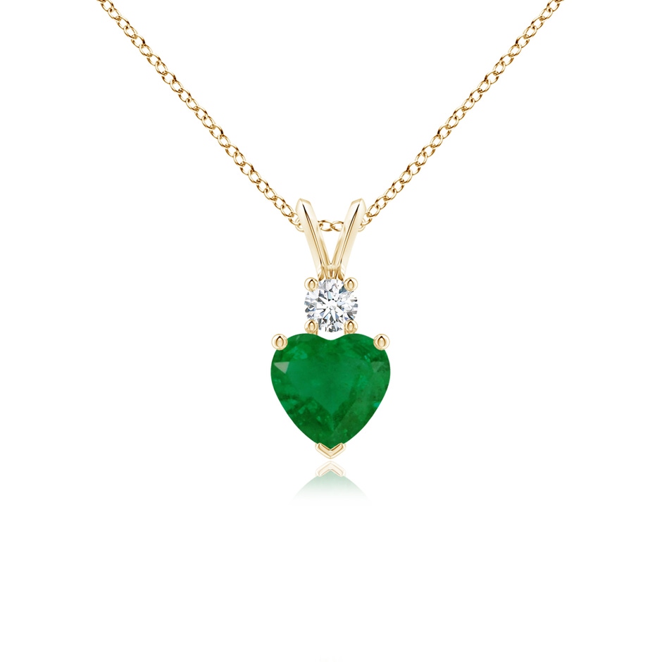 6mm A Heart-Shaped Emerald Rabbit Ear Bale Pendant in Yellow Gold 