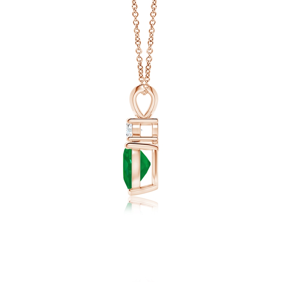 6mm AA Heart-Shaped Emerald Rabbit Ear Bale Pendant in Rose Gold side-1