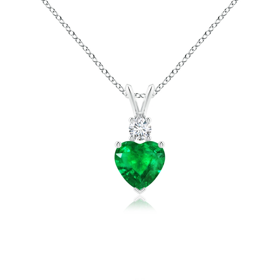 6mm AAA Heart-Shaped Emerald Rabbit Ear Bale Pendant in White Gold 