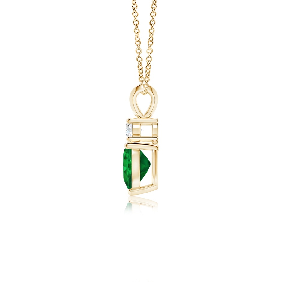 6mm AAA Heart-Shaped Emerald Rabbit Ear Bale Pendant in Yellow Gold side-1