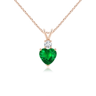 6mm AAAA Heart-Shaped Emerald Rabbit Ear Bale Pendant in 10K Rose Gold