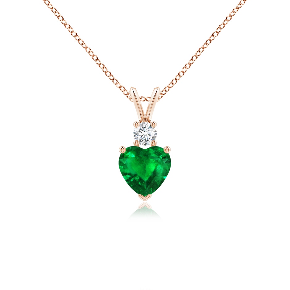 6mm AAAA Heart-Shaped Emerald Rabbit Ear Bale Pendant in Rose Gold 