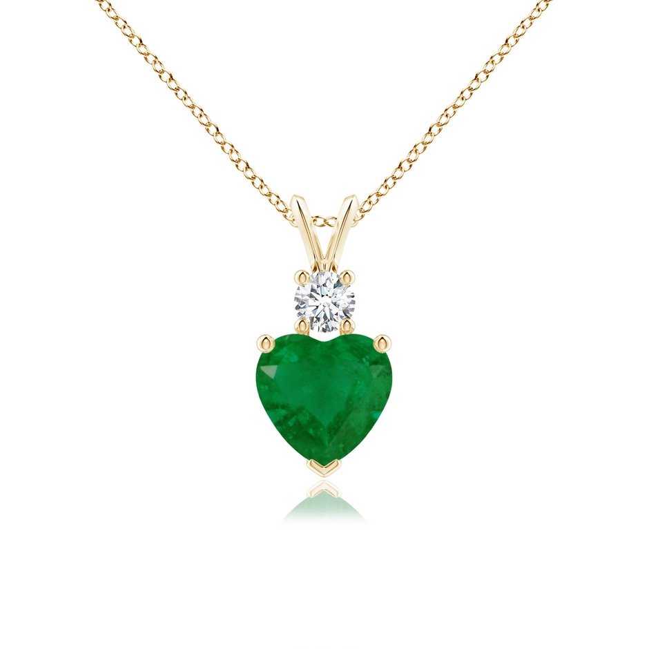 7mm A Heart-Shaped Emerald Rabbit Ear Bale Pendant in Yellow Gold 