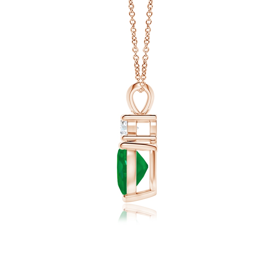 7mm AA Heart-Shaped Emerald Rabbit Ear Bale Pendant in Rose Gold side-1