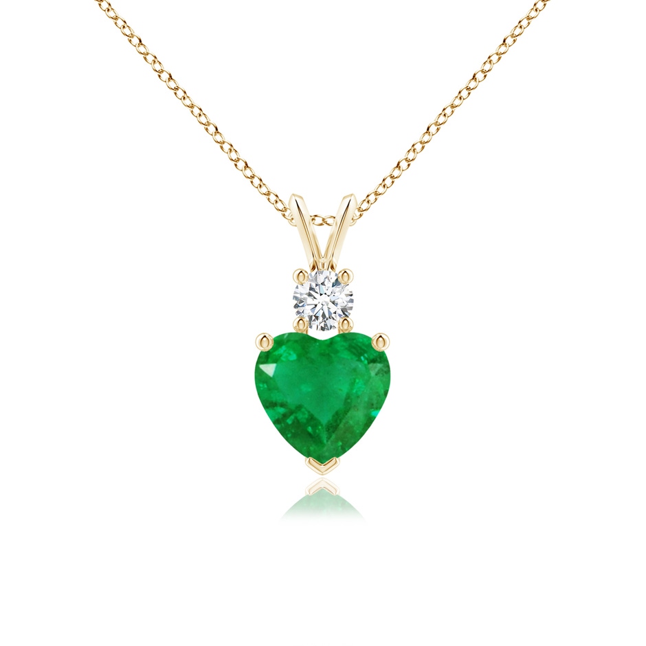 7mm AA Heart-Shaped Emerald Rabbit Ear Bale Pendant in Yellow Gold 
