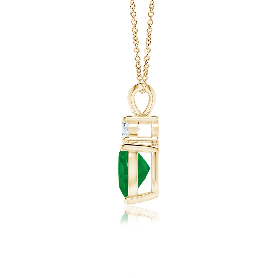 7mm AA Heart-Shaped Emerald Rabbit Ear Bale Pendant in Yellow Gold side-1