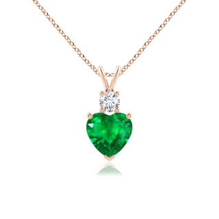 7mm AAA Heart-Shaped Emerald Rabbit Ear Bale Pendant in 9K Rose Gold