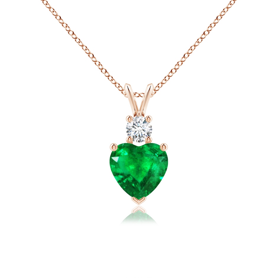 7mm AAA Heart-Shaped Emerald Rabbit Ear Bale Pendant in 9K Rose Gold 