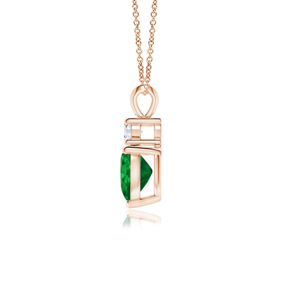 7mm AAA Heart-Shaped Emerald Rabbit Ear Bale Pendant in 9K Rose Gold side-1