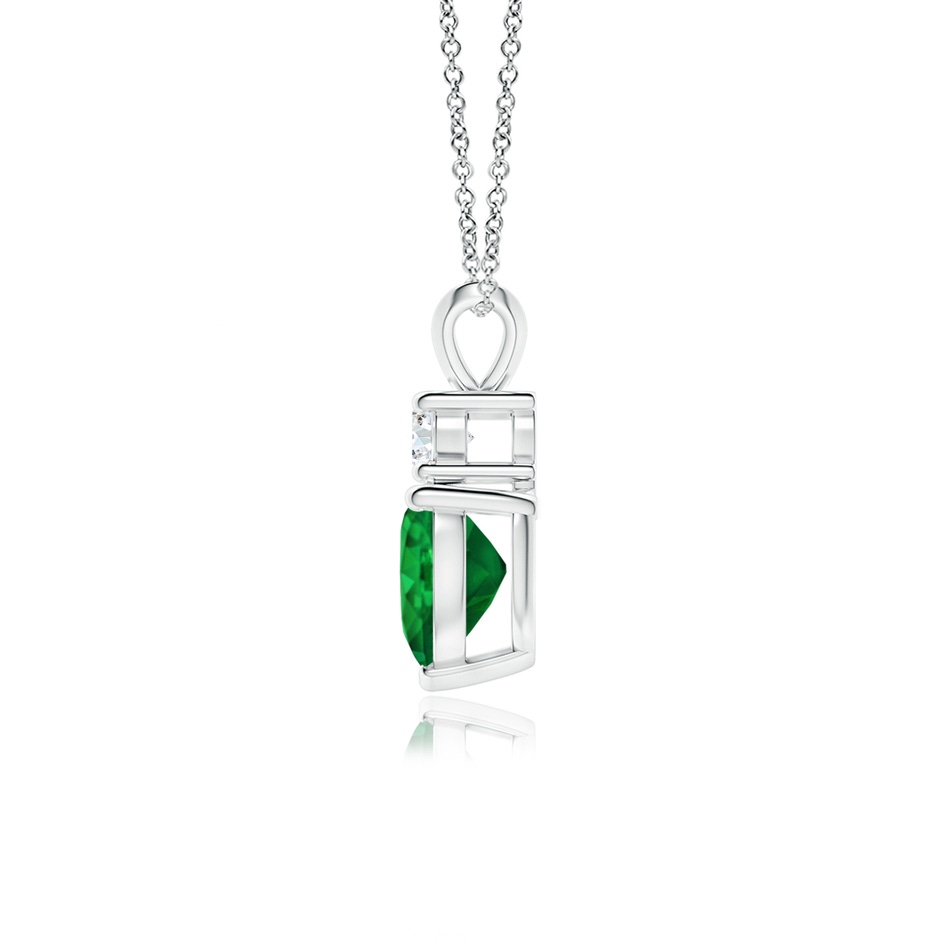 7mm AAA Heart-Shaped Emerald Rabbit Ear Bale Pendant in P950 Platinum side-1