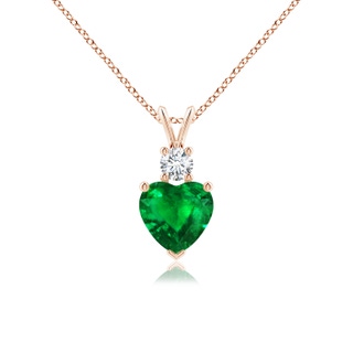 7mm AAAA Heart-Shaped Emerald Rabbit Ear Bale Pendant in 10K Rose Gold