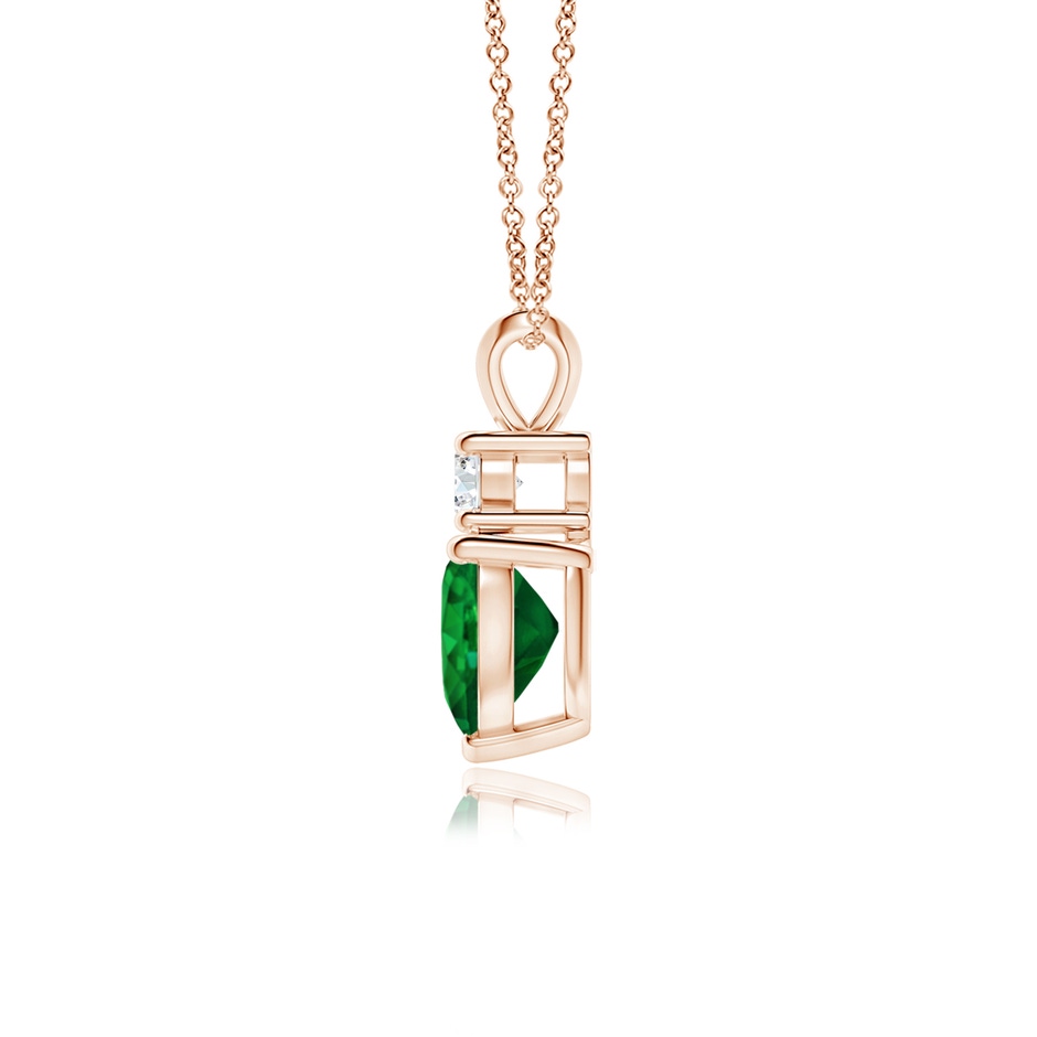 7mm AAAA Heart-Shaped Emerald Rabbit Ear Bale Pendant in Rose Gold side-1