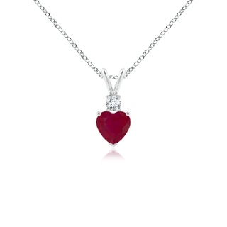 5mm A Heart-Shaped Ruby Rabbit Ear Bale Pendant in P950 Platinum