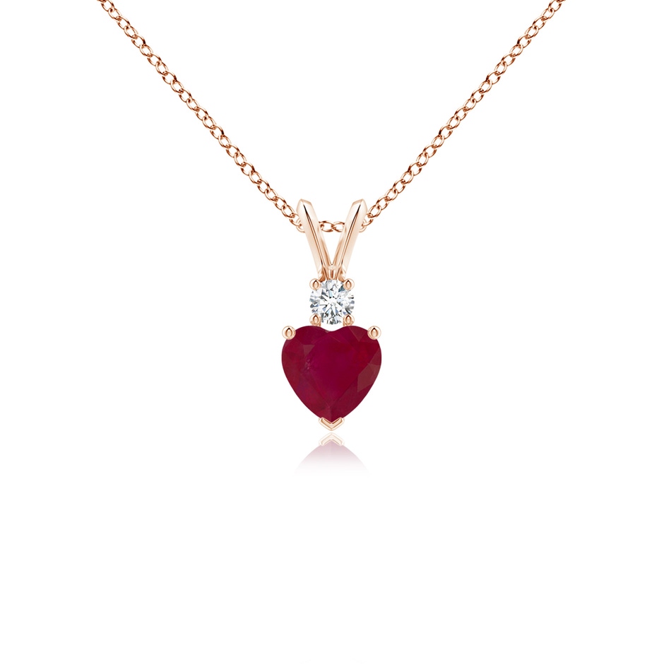 5mm A Heart-Shaped Ruby Rabbit Ear Bale Pendant in Rose Gold 