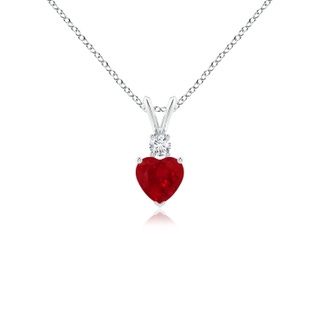 5mm AAA Heart-Shaped Ruby Rabbit Ear Bale Pendant in P950 Platinum