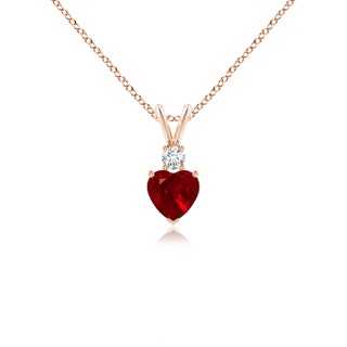 5mm AAAA Heart-Shaped Ruby Rabbit Ear Bale Pendant in 9K Rose Gold