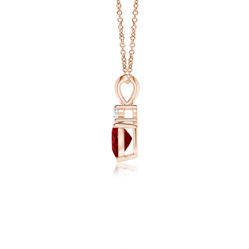 5mm AAAA Heart-Shaped Ruby Rabbit Ear Bale Pendant in 9K Rose Gold side-1