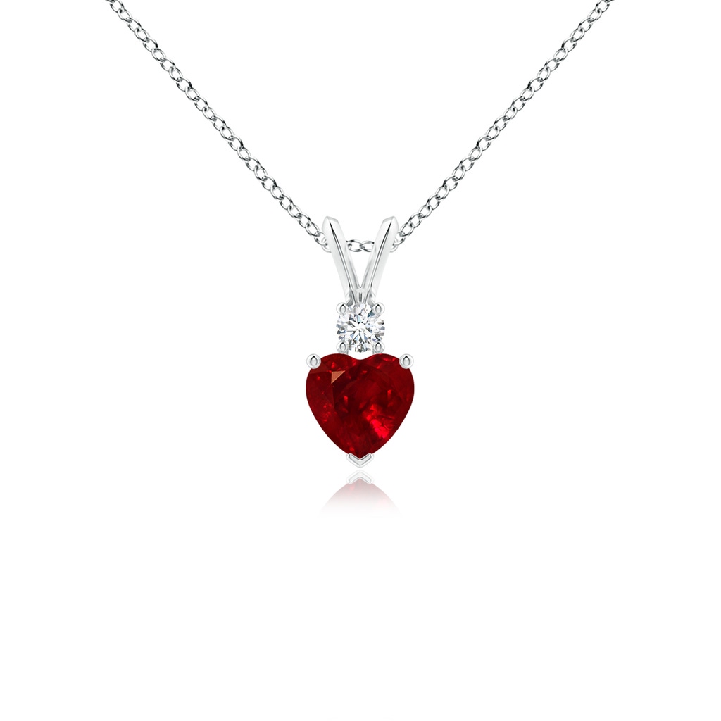 5mm AAAA Heart-Shaped Ruby Rabbit Ear Bale Pendant in P950 Platinum