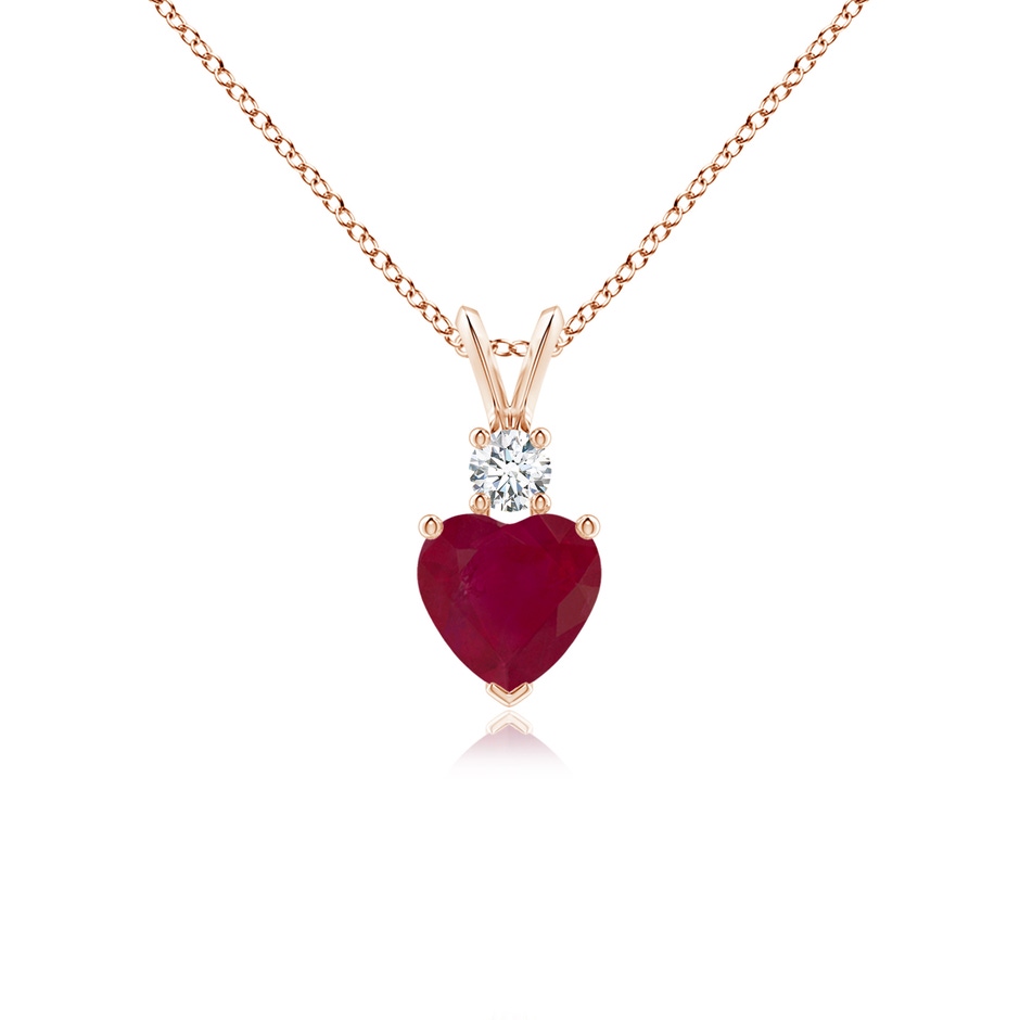 6mm A Heart-Shaped Ruby Rabbit Ear Bale Pendant in Rose Gold 