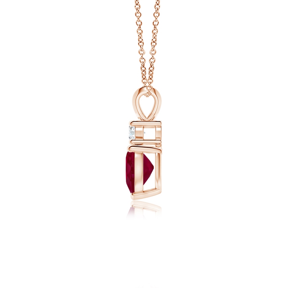 6mm A Heart-Shaped Ruby Rabbit Ear Bale Pendant in Rose Gold side-1
