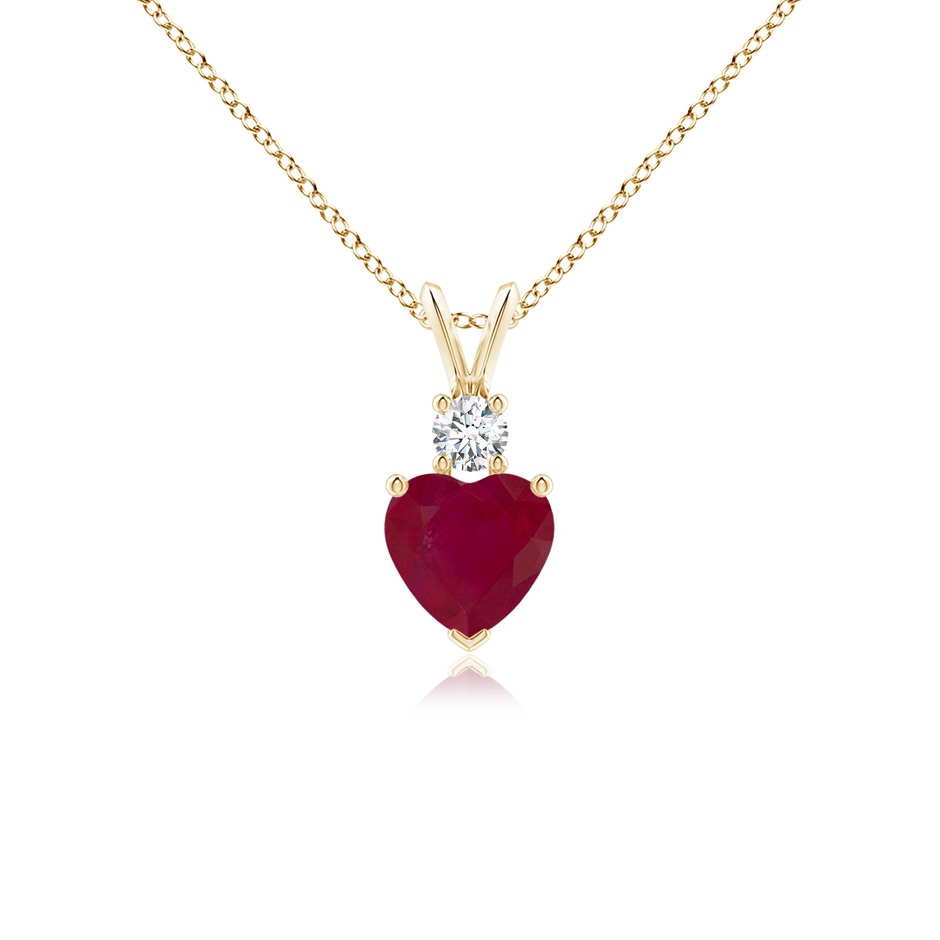 6mm A Heart-Shaped Ruby Rabbit Ear Bale Pendant in Yellow Gold 